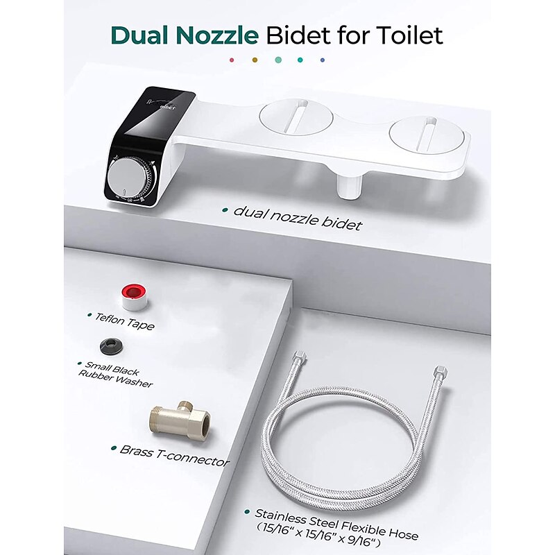Bidet Attachment for Toilet - Self Cleaning Dual Nozzle, Non-Electric Bidet, Warm Fresh Water Bidet Sprayer With Pressure Controls2