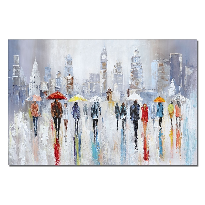 Handmade Hand Painted Oil Painting Wall Art Rainy Lovers Home Decoration Decor Rolled Canvas No Frame Unstretched3