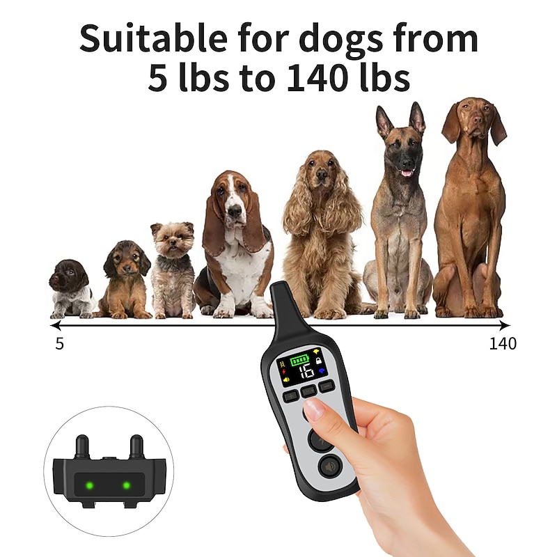 600M Electric Pet Dog Training Collar IPX7 Waterproof Rechargeable Collar Pet Anti Bark Remote Control Collar Pet Trainer Vibration Shock 16 Level Adjustable4