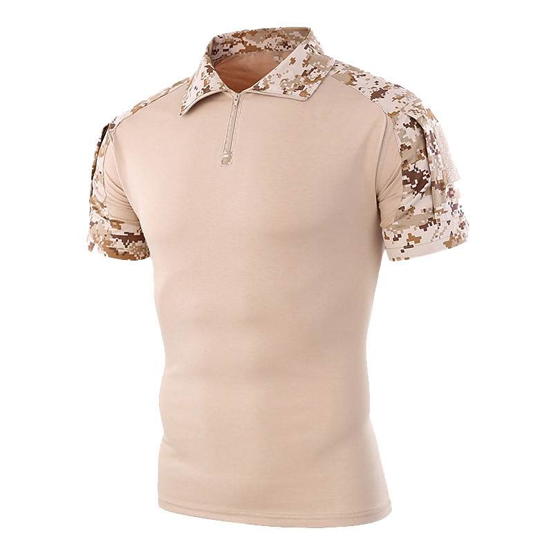 Men's Quarter Zip Short Sleeve Camo / Camouflage Velcro 1/4 Zip Summer Autumn Regular Fit Jungle camouflage Digital Desert Black Army Green Black Silver2