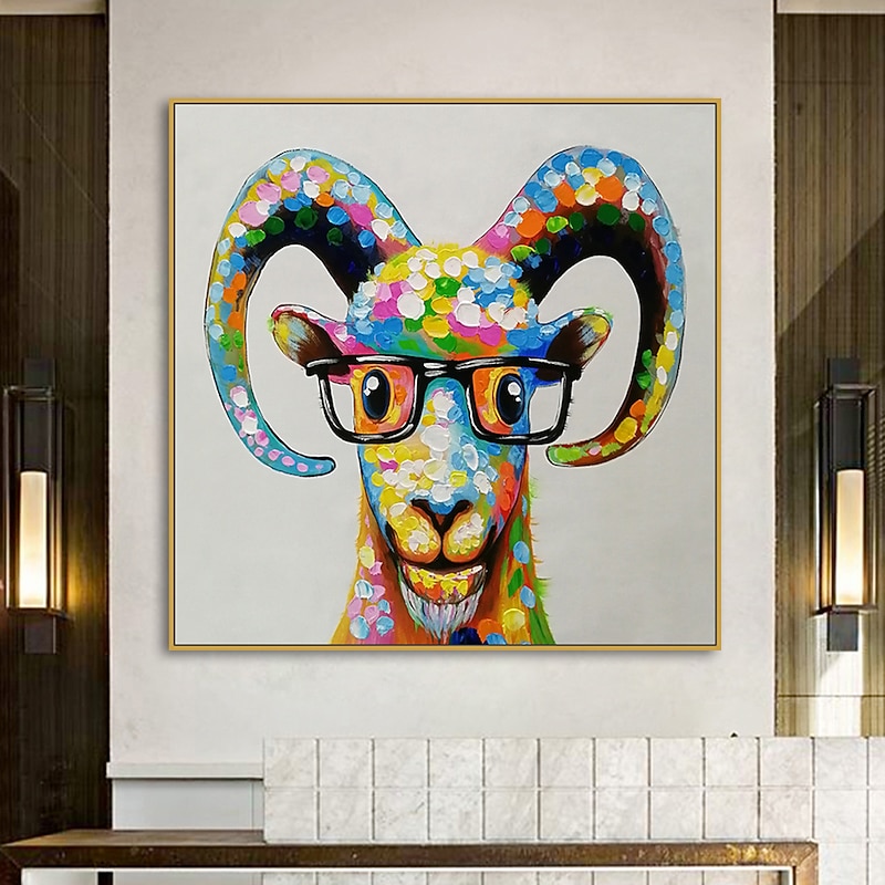 Mintura Handmade Chinese Zodiac Oil Paintings On Canvas Wall Art Decoration Modern Abstract Animals Picture For Home Decor Rolled Frameless Unstretched Painting