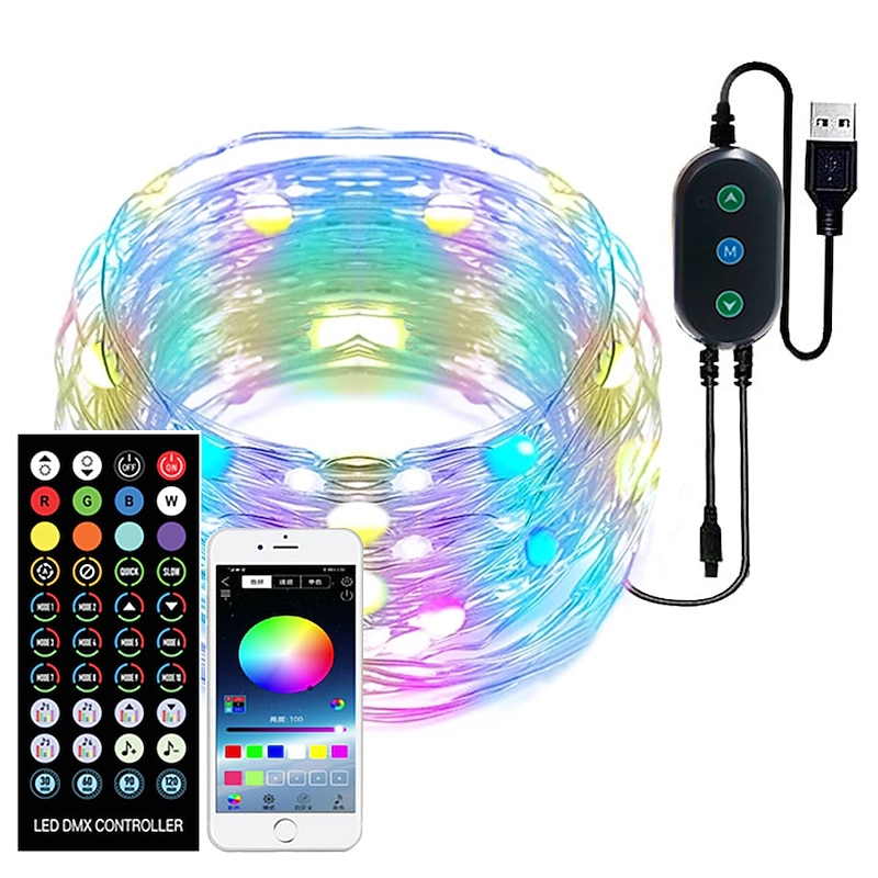 20M Smart LED Fairy Lights APP Control Warm White RGB Color Changing String Lights Music Sync Twinkle Lights for Christmas Room Bedroom Wall Craft Decor