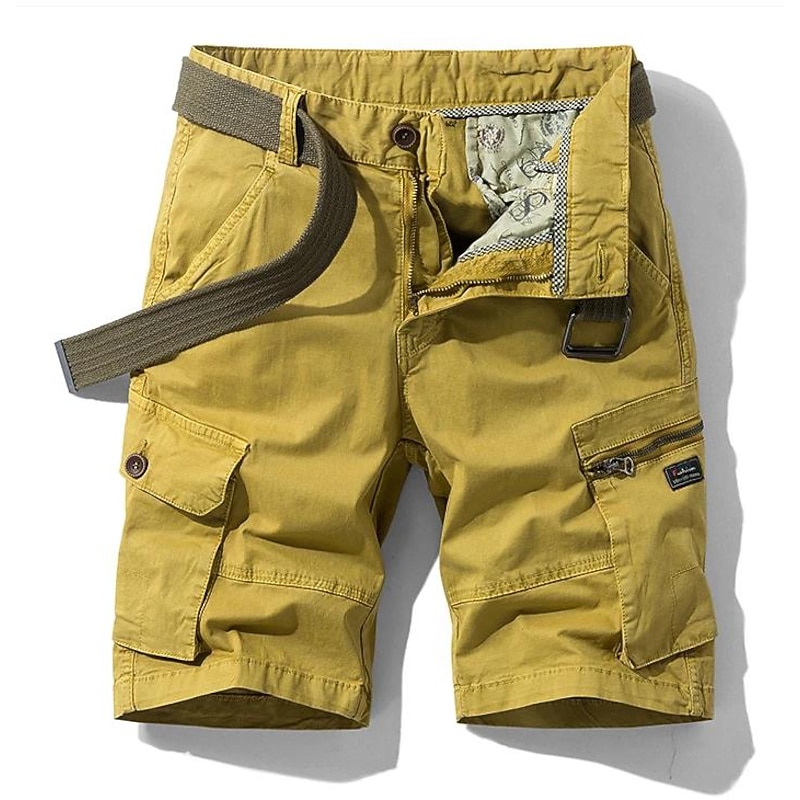 Men's Cargo Shorts Hiking Shorts Zipper Multi Pocket Multiple Pockets Letter Knee Length Casual Daily Cargo Chino Army Green Khaki Micro-elastic