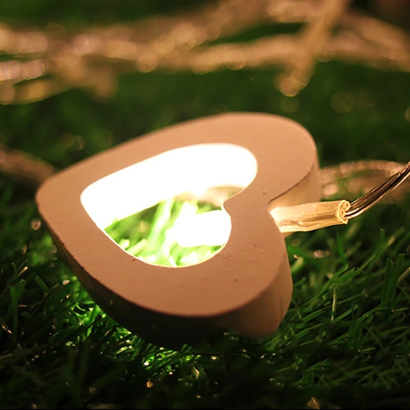 Elegant Wedding Reception Party 3M 20Led Love Heart LED String Light Wooden Fairy Lights for Window Room Indoor Outdoor Decor Christmas Wedding Party Decoration4