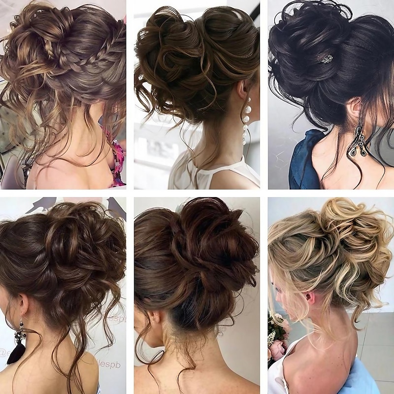 synthetic bun wig messy long beard hair ring elastic hair bag wig ring fluffy hair ring ball head 2025 - $7.49