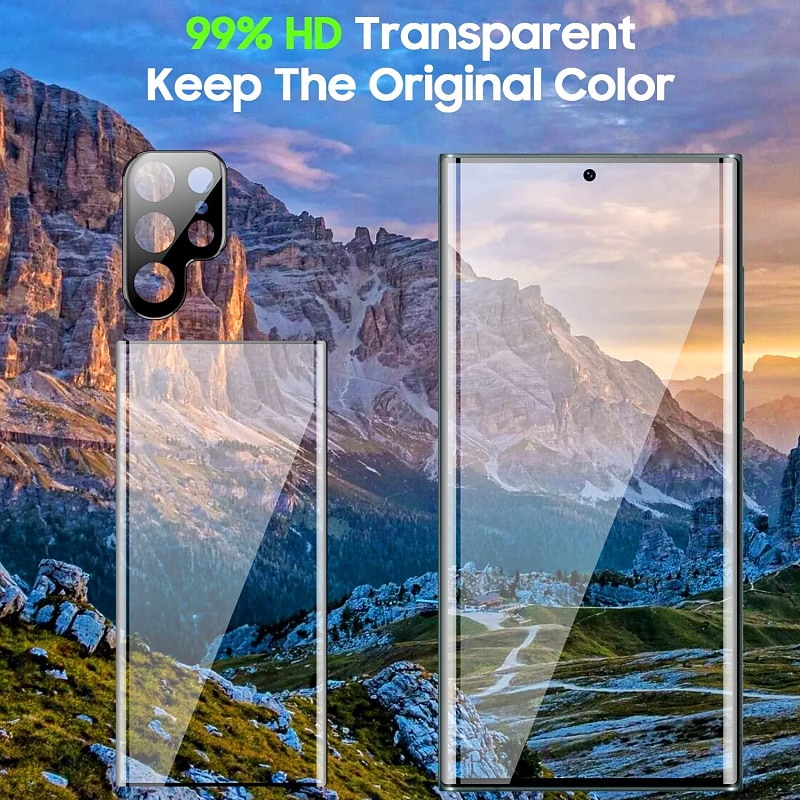 2 Sets Screen Protector + Camera Lens Protector For Samsung Galaxy S25 Ultra S25 Ultra Plus S24 Ultra Plus S23 S22 S21 S20 Plus Ultra Note 20 Ultra 10 Plus Tempered Glass 9H Hardness Anti-Fingerprint2