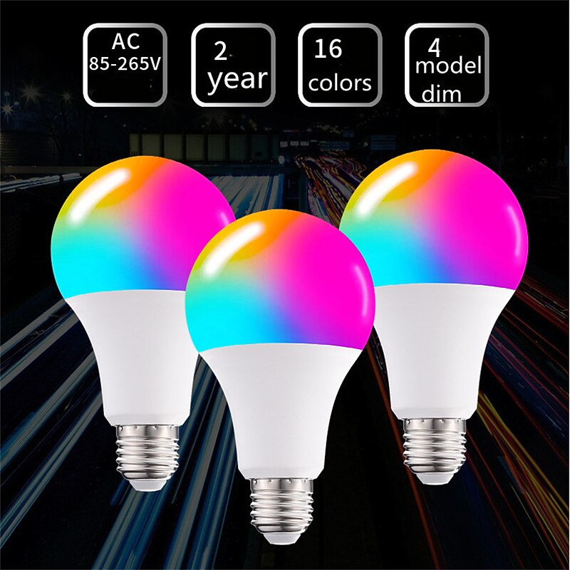2pcs 1pc 15W E27 E26 LED Light Bulb RGBW Lamp 16 Color Changing Smooth Fade Flash Strobe Mode IR Remote Control Home Decoration Holiday Light 110-240V4