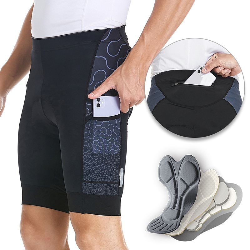 Arsuxeo Men's Cycling Shorts Cycling Padded Shorts Bike Padded Shorts / Chamois MTB Shorts Form Fit Mountain Bike MTB Road Bike Cycling Sports Soft Wicking Sweat wicking Anti-skidding Black Grey