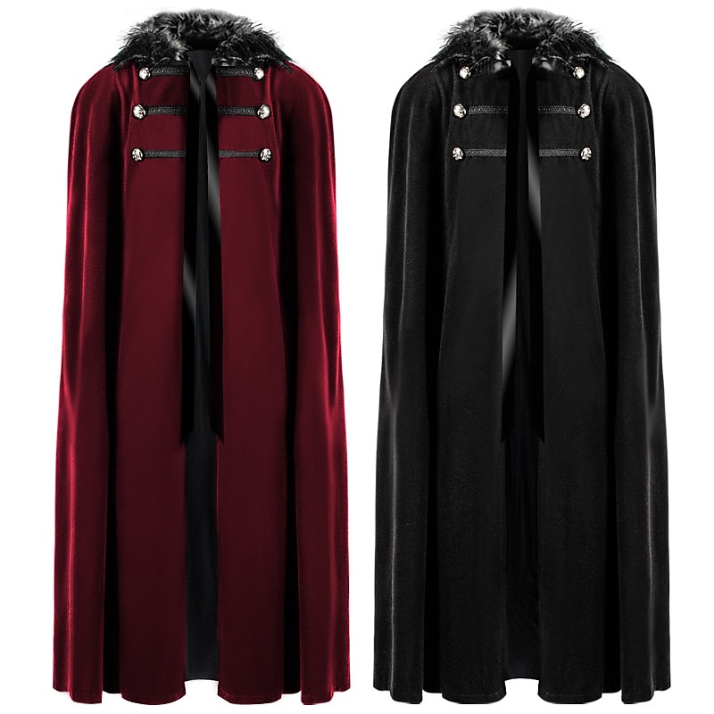 Retro Vintage Punk & Gothic Medieval Cloak Plague Doctor Viking Fancy Dress Men's Viking Masquerade Party Adults Cloak