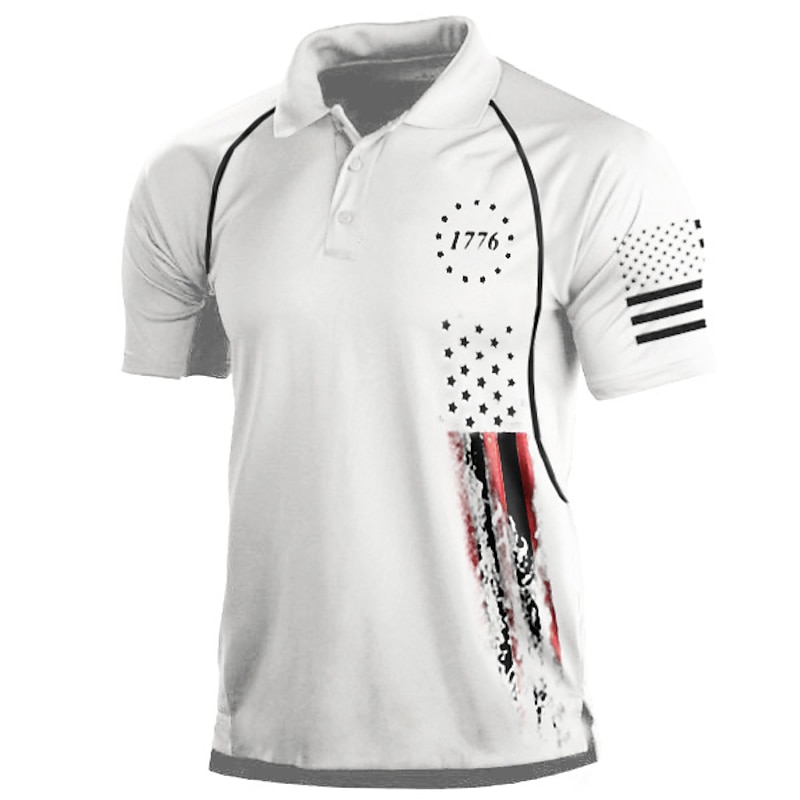 Men's Polo Shirt T shirt 1776 Independence Day American Flag Print Patriotic Military Tactical Shirt Tee shirt Short Sleeve Shirt Top Outdoor Breathable Quick Dry Lightweight Summer Fishing Combat3