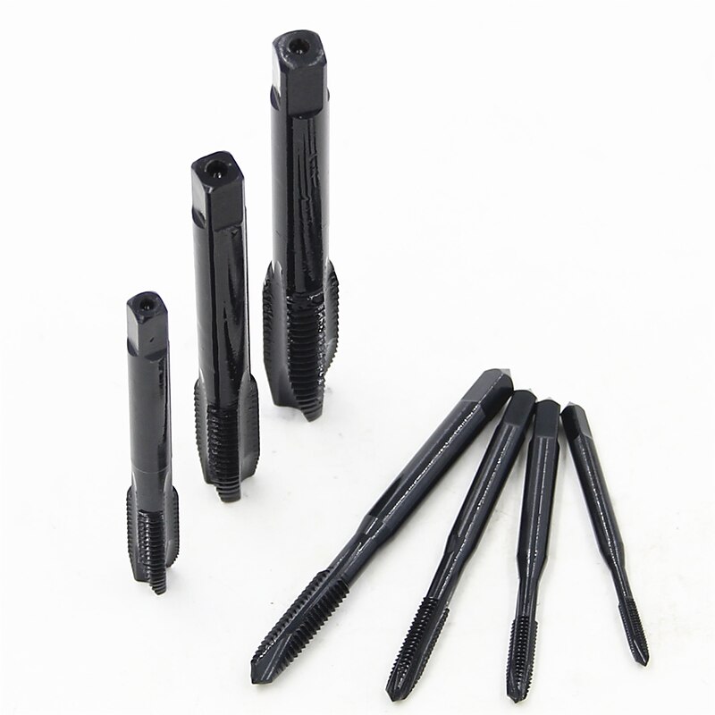 7pcs/set M3-M12 Tap High Speed Steel Black Nitriding Straight Groove Tap Drill For Metal Wood Through-hole Tapping Hand Tool2