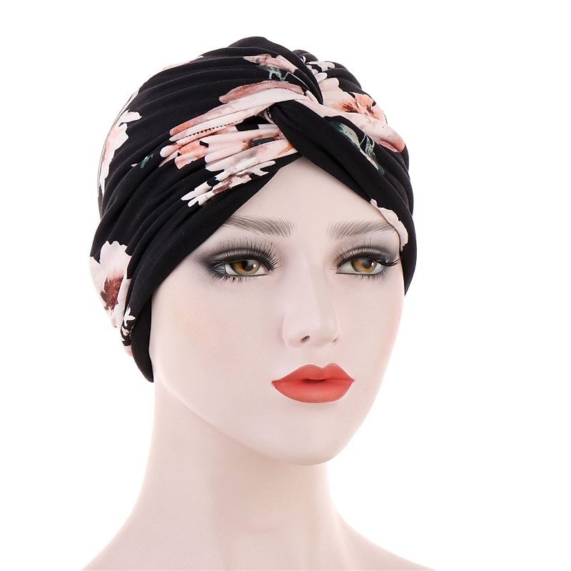 Women Muslim Daily Turban Folding Cross Knotted Hair Scarf Elastic Head Wrap Headwear Bandanas Lady Hair Hats Beanie Hair Loss Accessories2