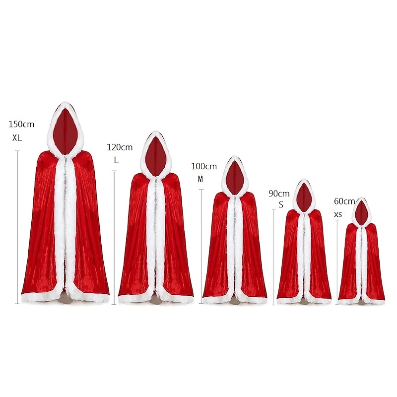 Christmas Red Velvet Hooded Cape Cloak Sexy Santa Cosplay Christmas Costumes Women Carnival Party Clubwear Winter Warm Robe Coat4