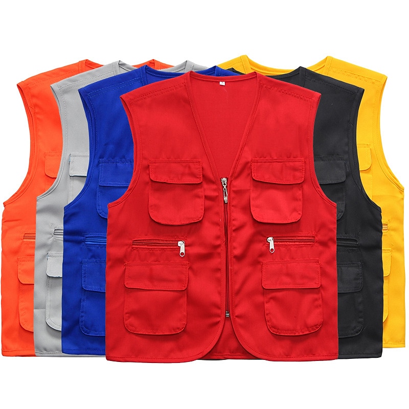 Men's Women's Fishing Vest Hiking Vest Sleeveless Vest / Gilet Jacket Top Outdoor Breathable Quick Dry Multi Pockets Lightweight Spring Polyester Black Yellow Red Fishing Climbing Running2