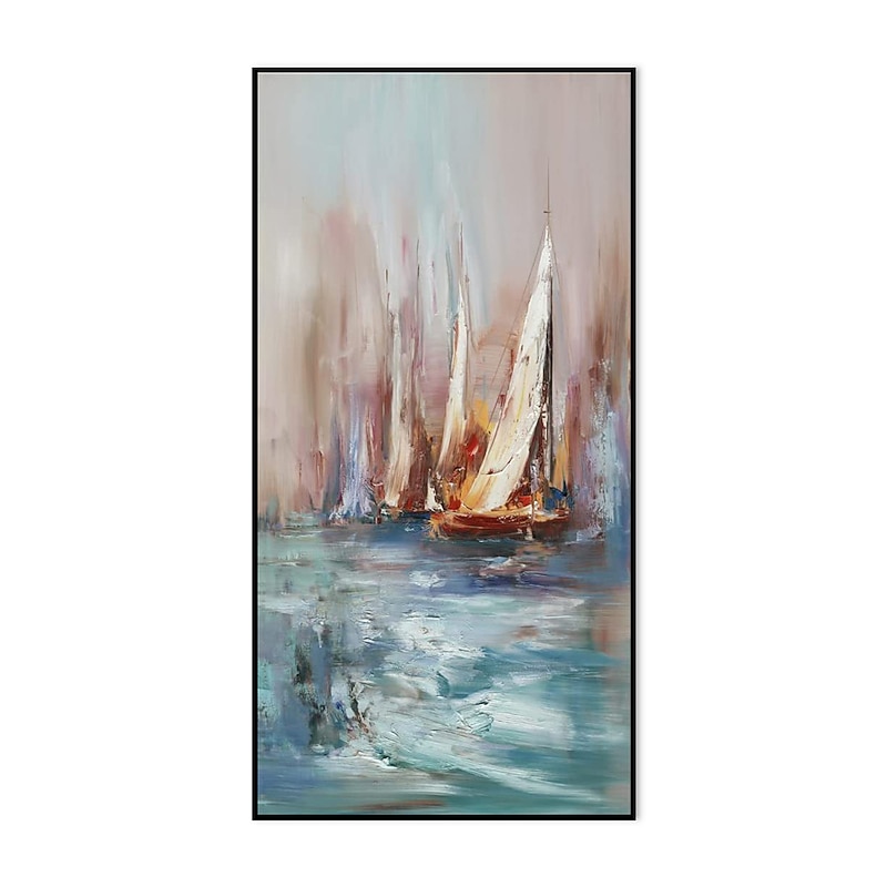 Handmade Oil Painting Canvas Wall Art Decoration Modern Abstract Sailboat Landscape for Home Decor Rolled Frameless Unstretched Painting3