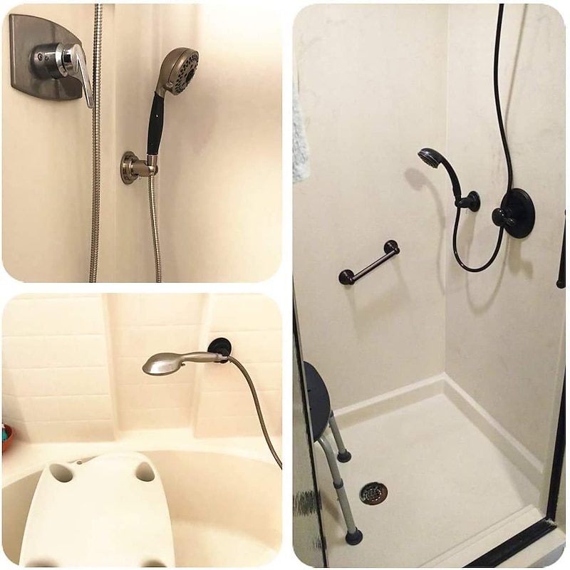 Suction Cup Shower Head Holder Adhesive,Suction Handheld Shower Head Holder Bracket,Removable Wall Mount Holder For Bathroom,Brushed Nickel4