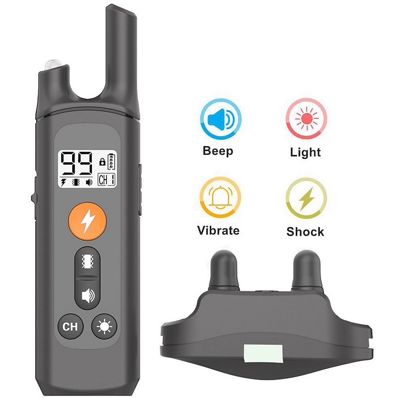 800m Electric Dog Training Collar Waterproof Rechargeable Remote Control With Lock Button Shock Vibration Sound Type C Charger