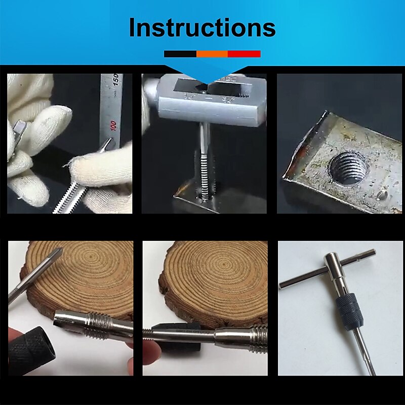 11PCS Tap Wrench Handle Ratchet M3-M6 Machine Screw Thread Metric Plug Tap Drill Set Hand Tools Hand Tap4