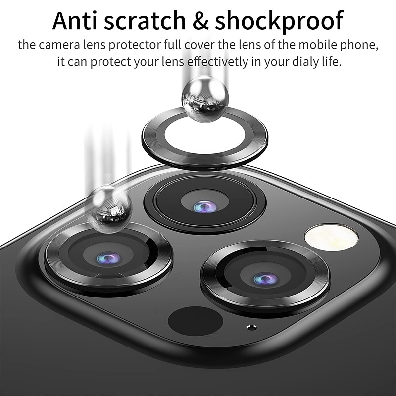 1 Set Camera Lens Protector For Apple iPhone 16 iPhone 15 Pro Max Plus iPhone 14 Pro Max iPhone 13 iPhone 12 Aluminum alloy Anti-Fingerprint Diamond Glitter Shine Scratch Proof2