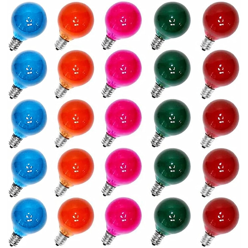 25pcs G40 Replacement Edison Incandescent Light Bulbs 7W Clear Globe Bulb/Multicolor E12 C7 Candelabra Dimmable for Indoor Outdoor Patio Décor2