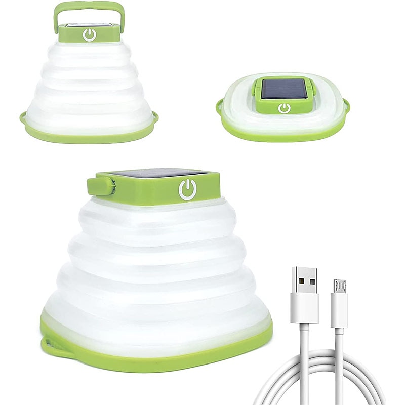 Solar Folding LED Light Portable Camping Light Soft Rubber Telescopic Lamp 3 Modes Waterproof Rechargeable Camping Tent Lantern