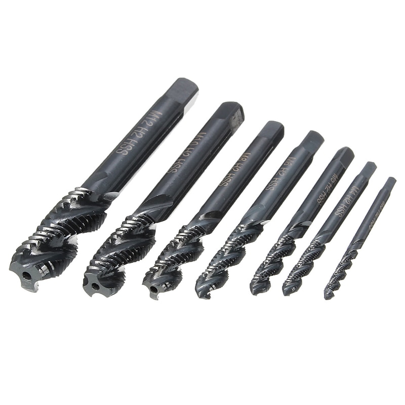 7pcs/set M3-M12 Nitriding Screw Tap Twrist Drill Bits HSS6542 Taps Woodworking Combination Drills Bit IN Quick Change4