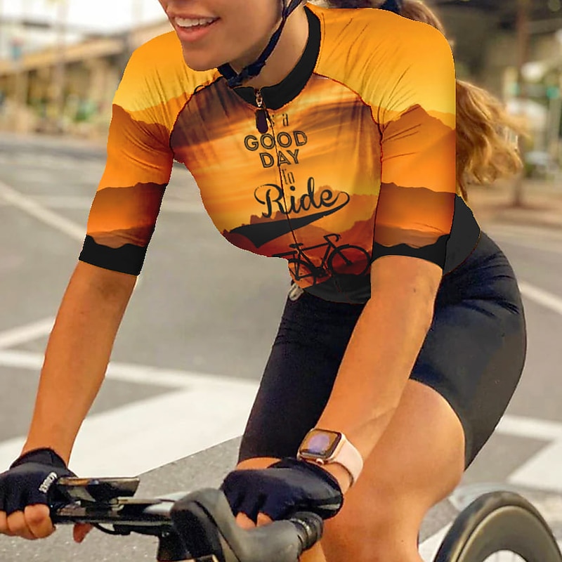 Women's Cycling Jersey Graphic Letter & Number Funny Short Sleeve Bike Jersey Top with 3 Rear Pockets Mountain Bike MTB Road Bike Cycling Quick Dry Reflective Strips Back Pocket Moisture Wicking2