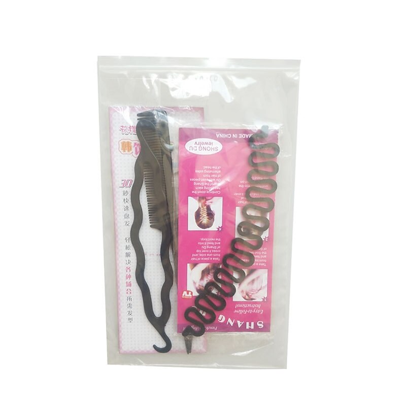 Coiled Hair 4 Pieces Hairpin Fishtail Braid Pointed Tail Comb Double Hook Ball Head Set Hairdressing Tools4