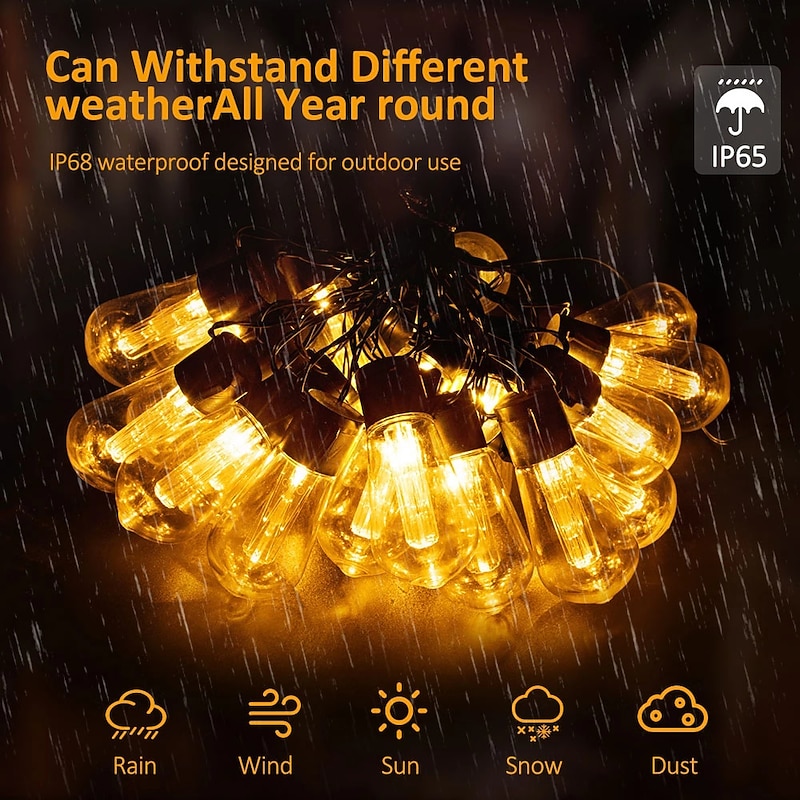 Elegant Wedding Party Reception 5M 20LED Solar Globe String Lights with Remote, Retro G50 Bulbs, IP65 Waterproof for Outdoor Garden Party, Holiday Home Decoration4