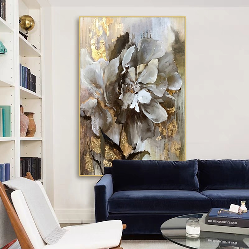 Mintura Handmade Flower Oil Painting On Canvas Wall Art Decoration Modern Abstract Picture For Home Decor Rolled Frameless Unstretched Painting