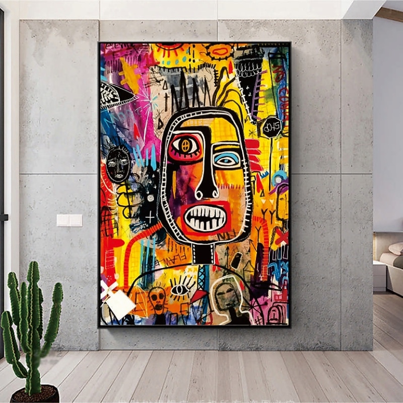 Handmade Hand Painted Oil Painting Wall Street Art Abstract Human Face Decoration Decor Rolled Canvas No Frame Unstretched