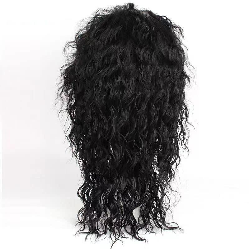Super Star Imitation Cosplay Wigs for Men in the Heat Resistant Long Natural Black Curly Synthetic Ponytail Wigs Character Wig for The Imitator to Cherish and in Memory Halloween Wigs2
