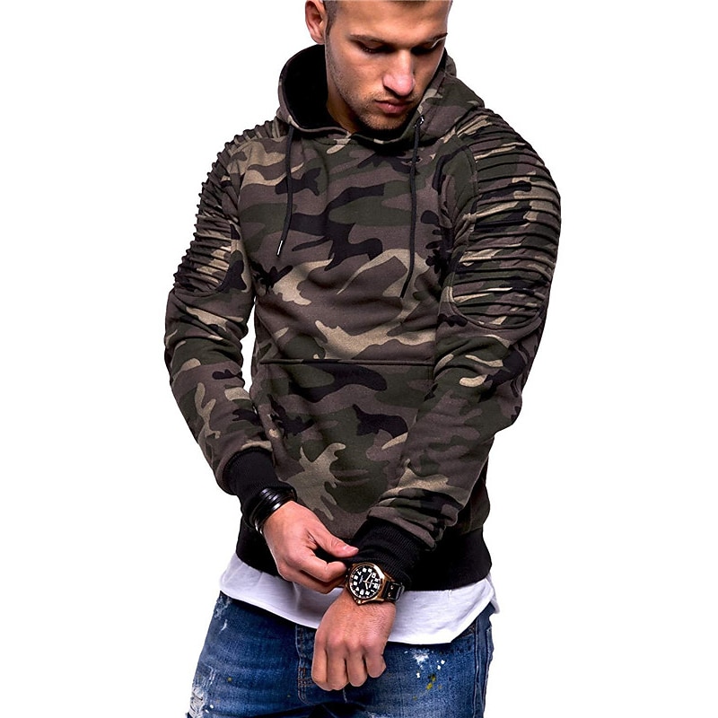 Men's Graphic Camo / Camouflage Hoodie Hoodies Sweatshirt Casual Big and Tall Long Sleeve Hooded Daily Sports Streetwear Black Army Green Print Summer Spring Designer4
