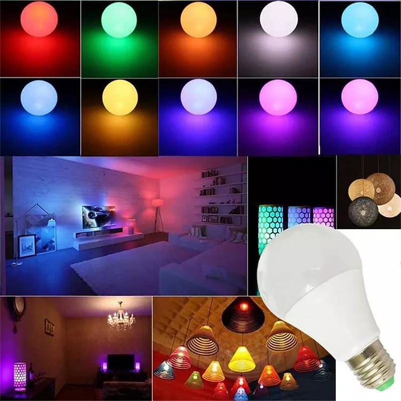 2pcs 1pc 15W E27 E26 LED Light Bulb RGBW Lamp 16 Color Changing Smooth Fade Flash Strobe Mode IR Remote Control Home Decoration Holiday Light 110-240V2