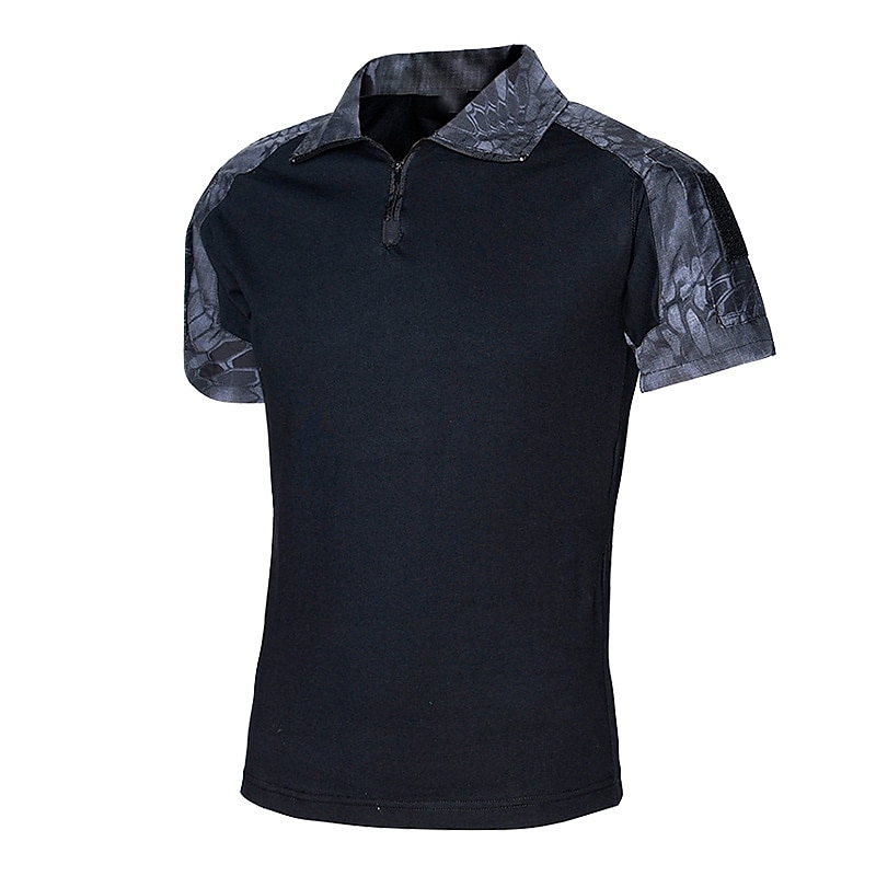 Men's Quarter Zip Short Sleeve Camo / Camouflage Velcro 1/4 Zip Summer Autumn Regular Fit Jungle camouflage Digital Desert Black Army Green Black Silver3
