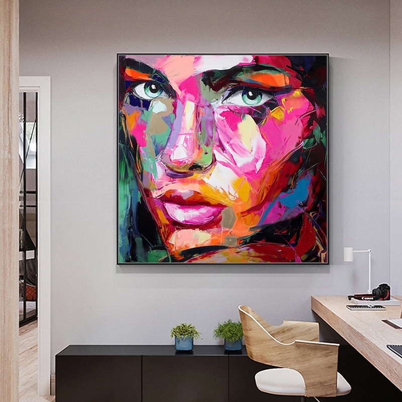 Mintura Handmade Figure Oil Paintings On Canvas Wall Art Decoration Modern Abstract Face Picture For Home Decor Rolled Frameless Unstretched Painting4