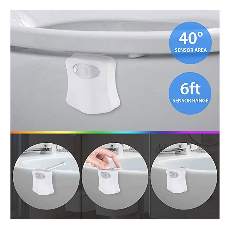 Toilet Night Light PIR Motion Sensor Toilet Lights LED Washroom Night Lamp 16/8 Colors Toilet Bowl Lighting For Bathroom Washroom 8