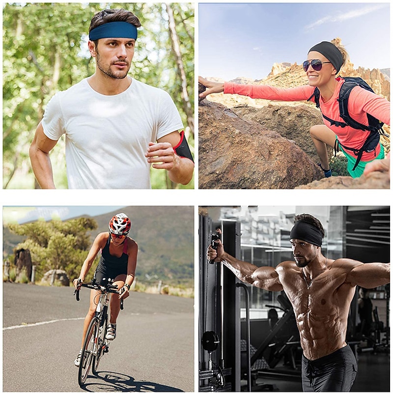 4PCS Men's Sports Headband Sweatband Sports Workout Track and Field Headband Elastic Moisture-wicking Unisex Headband Headband3