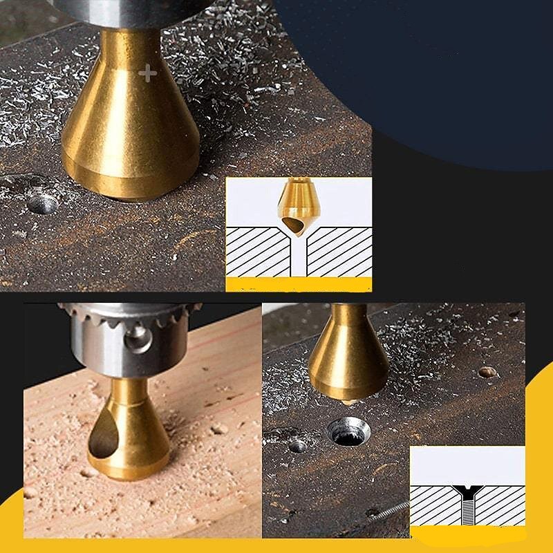 4PC Set 2-5-10 -15 -20 Taper Drill Taper Hole Cutter Steel Countersunk Head Countersink Deburring Drill3