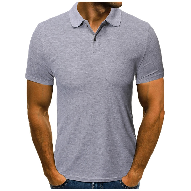 Men's Polo Shirt Golf Shirt Street Casual Polo Collar Classic Short Sleeve Fashion Casual Solid Color Button Front Button-Down Spring & Summer Regular Fit Black White Red Blue Gray Polo Shirt