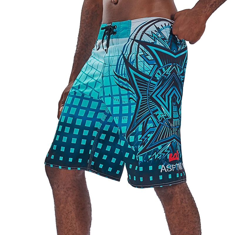 Men's Swim Trunks Swim Shorts Quick Dry Board Shorts Bathing Suit with Pockets Drawstring Swimming Surfing Beach Water Sports Grid Pattern Summer3