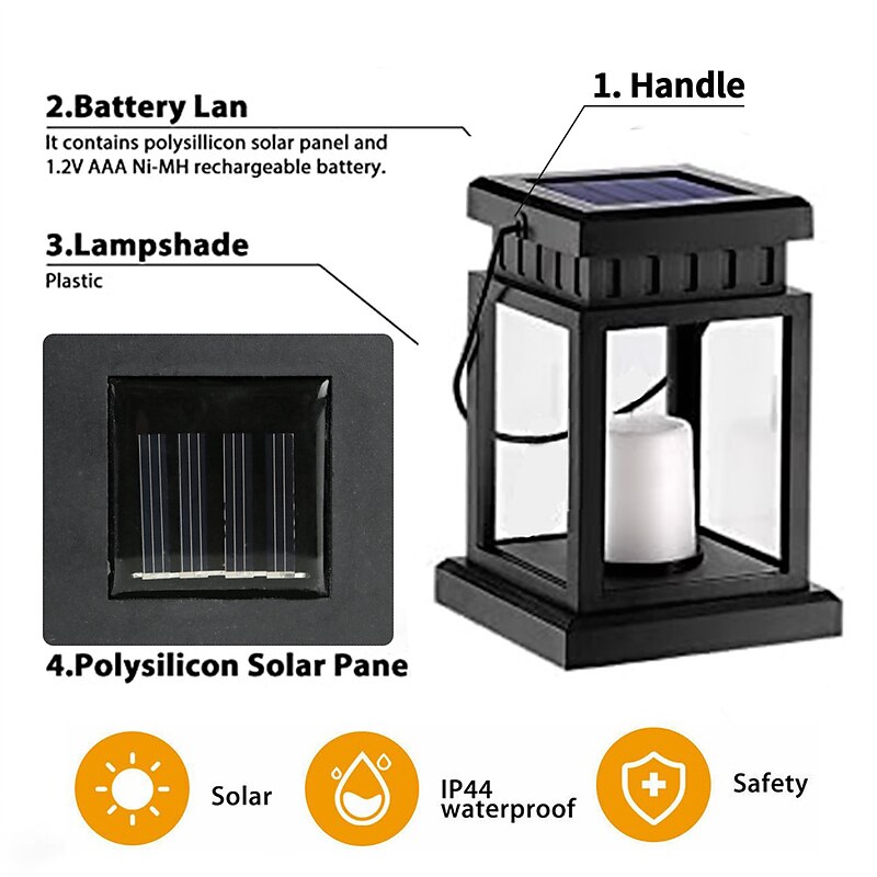 1/2pcs Solar Pathway Lantern Outdoor Lawn Light Patio Hanging Decoration Landscape Courtyard Garden LED Atmosphere Candle Light Christmas Lamp3