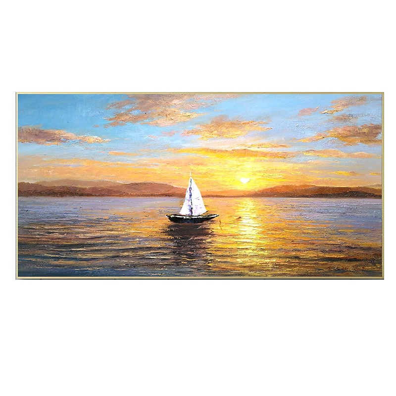 Handmade Hand Painted Oil Painting Wall Art Ocean Sunset Landscape Home Decoration Decor Rolled Canvas No Frame Unstretched2