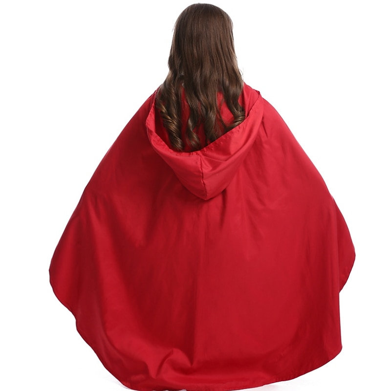 2 Pieces Little Red Riding Hood Dress Cloak Costume Kids Girls' Halloween Book Week Party Performance Dress Up Outfits2