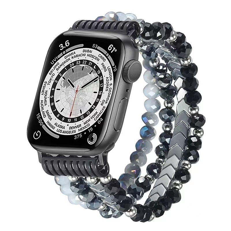 Jewelry Bracelet Compatible with Apple Watch band 38mm 40mm 41mm 42mm 44mm 45mm 49mm Elastic Beaded Stretchy Beads Strap Replacement Wristband for iwatch Ultra 2 Series 9 8 7 SE 6 5 4 3 2 14