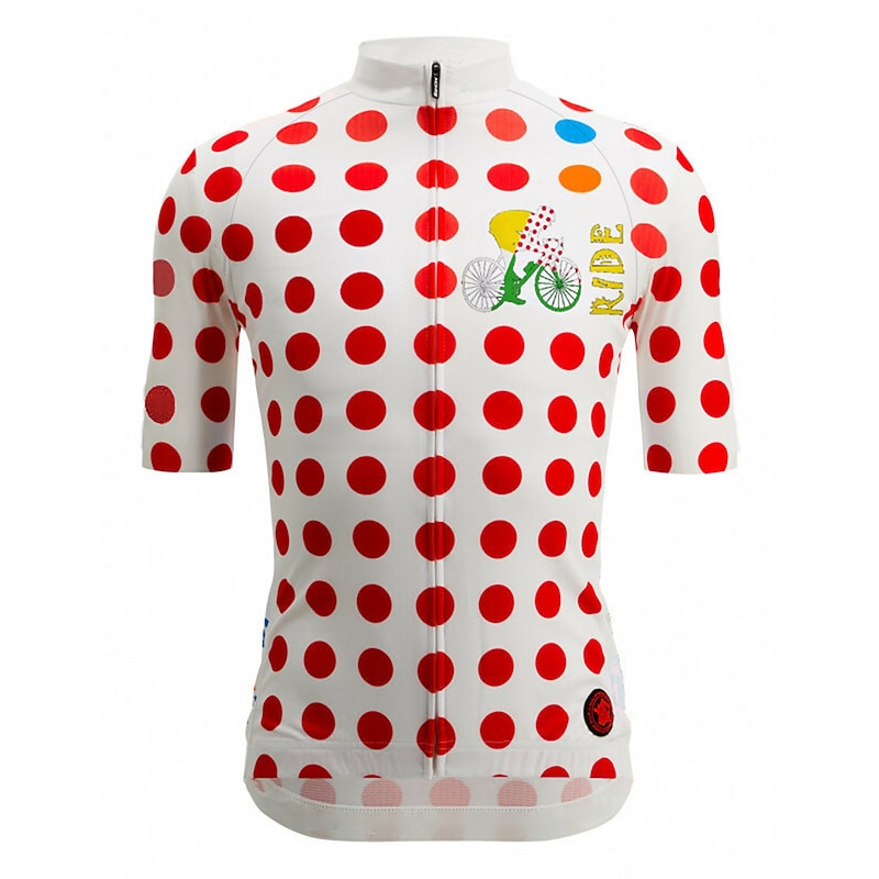 Men's Cycling Jersey Polka Dot Short Sleeve Bike Jersey Top with 3 Rear Pockets Mountain Bike MTB Road Bike Cycling Quick Dry Reflective Strips Back Pocket Moisture Wicking Sports Black White Yellow2
