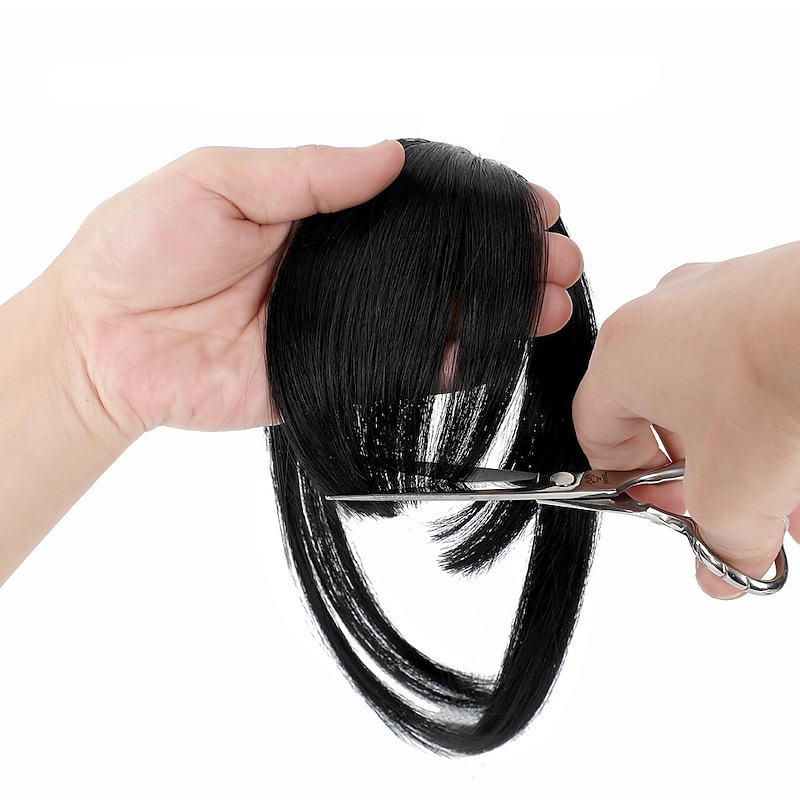 Bangs Hair Clip in Extensions Natural Fringe Bangs Clip-on Front Neat Flat Bang One Piece Long Straight Hairpiece for Women3