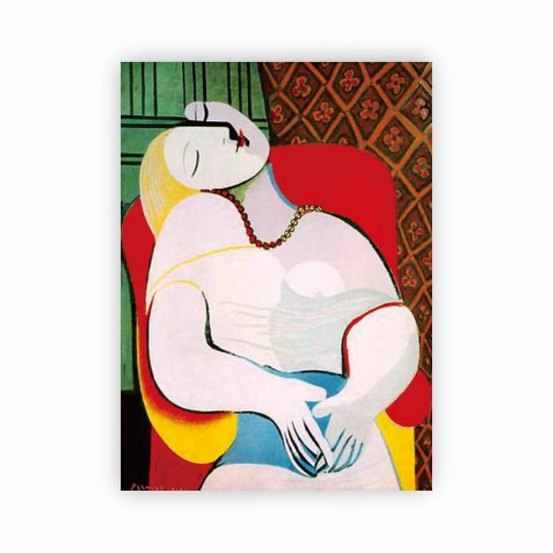 Handmade Hand Painted Oil Painting Wall Art Pablo Picasso Le Reve Girl before a Mirror Carving Painting Home Decoration Decor Rolled Canvas No Frame Unstretched3