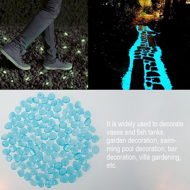 100Pcs Garden Decor Luminous Stones Glow In Dark Decorative Pebbles Pebble Rocks Outdoor Fish Tank Aquarium Decorations3
