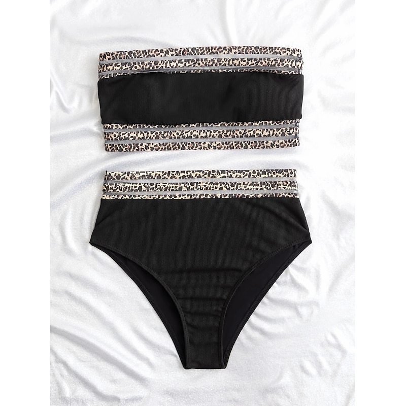 Women's Swimwear Bikini 2 Piece Briefs Swimsuit Backless Sexy Printing Bandeau Strapless Designer Sexy Leopard Strapless Sleeveless Bathing Suits3